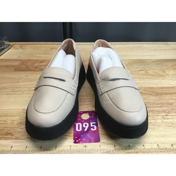 FitFlop F-Mode Platform Penny Loafers Women's 6 Ivory Leather Slip-On Casual - Picture 1 of 8